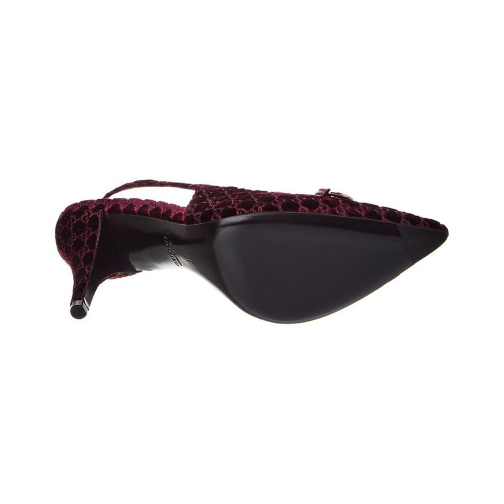Gucci Horsebit Gg Velvet Slingback Pump, Red - Picture 4 of 5